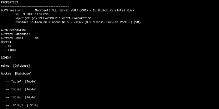 enumerating the database schema